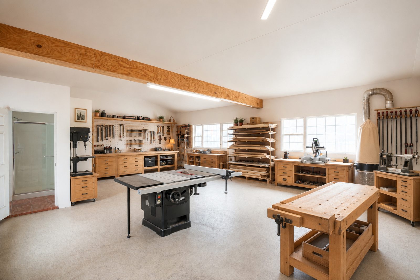 Rendering of the finished woodworking shop