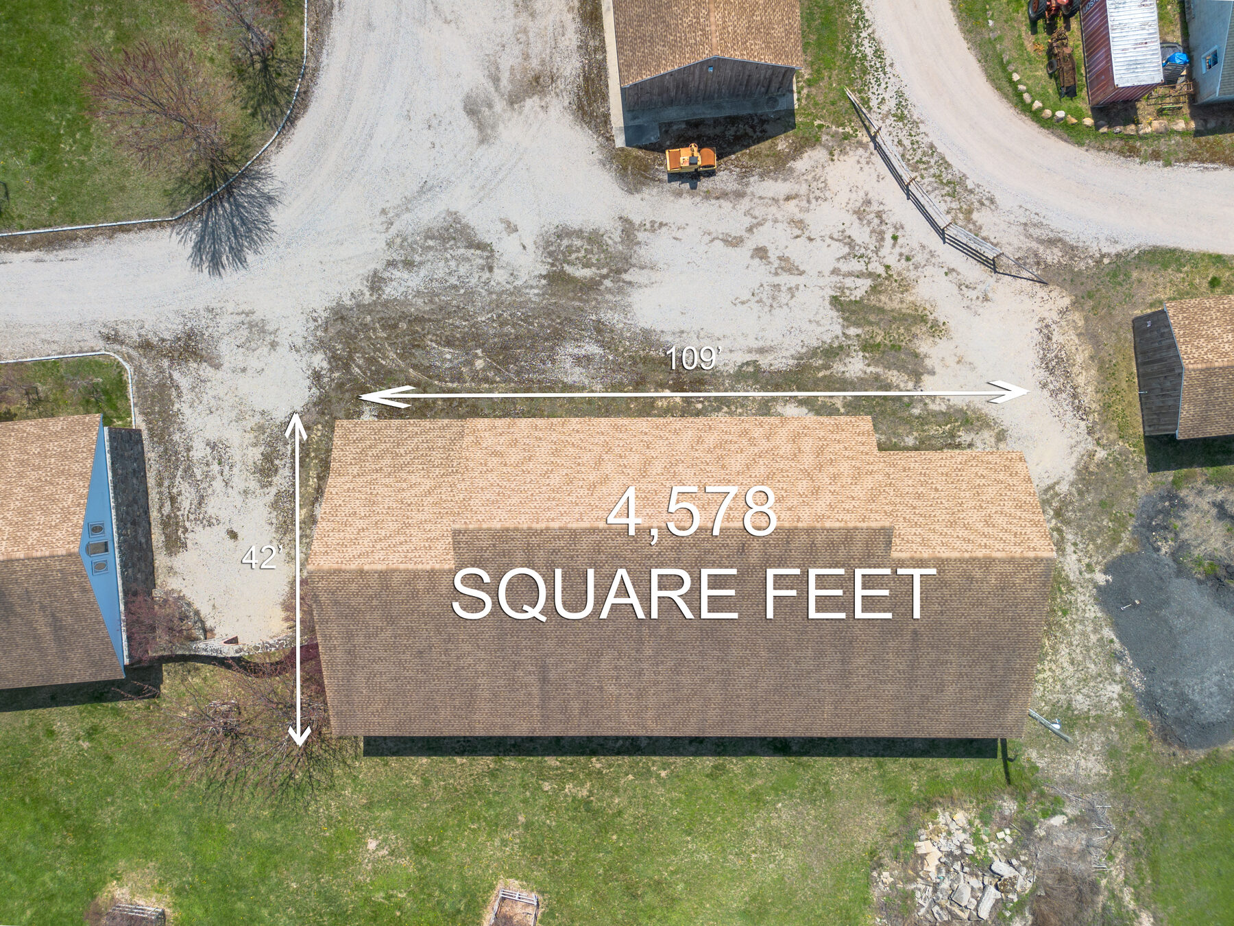 Building 2 from above, labeled 109' × 42'